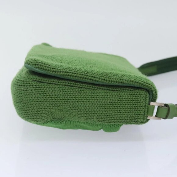 PRADA Shoulder Bag Knitted Fabrics Green Silver Auth 93808 - Picture 5 of 16